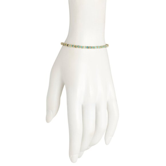 SHAANTI JEWELS  India 18kt Gold Plated Sterling Silver Turquoise Bead Bracelet - Picture 2 of 2